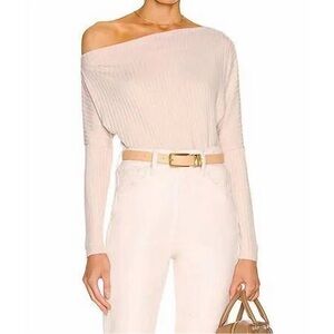 Enza Costa Off-the-Shoulder Sweater in Cream